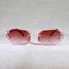 2022 Fabrik Großhandel Neue Vintage Diamanten Schneiden Klare Gläser Randlose Sonnenbrille Männer Metallrahmen Shades Frauen Oculos Gafas Für Strand Fahren