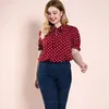 Femmes Blouses Pour 25 Bureau Femme Arc Plus La Taille Chemise Surdimensionnée Élégant D'été Top Gros Vêtements Rouge À Pois Vintage Chemises Pour Femmes