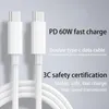 كابل بيانات PD USB C إلى Type-C Cables for Xiaomi Redmi Quick Charge 4.0 60W شاحن سريع