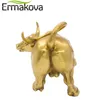 Dekorativa Objekt Figuriner Ermakova Bull Ox Staty Feng Shui Scuplture Hem Office Decor Brass Laddning Stock Market Figurine Wall Stree