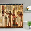 Rétro Egypte Pyramide Pharaon Peinture Imprimé Rideaux De Douche Étanche Salle De Bains Décor Rideau En Tissu Ensemble Avec Crochet Écrans De Bain 211116