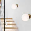 LED Glass ball Bedroom bedside wall lamp Brass/Black modern living room corridor study background wall aisle ceiling lamps