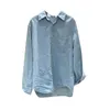 Spring Simple Lmitation Denim Blouse Womens Buttoned Shirts Soft All Match Blusas Mujer Long Sleeve Ladies Tops 210514