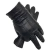 Men's Fashion Sheepskin Genuine Leather Cotton Lining Winter Gloves Keep Warm Driving Riding Outdoor Black New 202