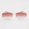 Designer de luxe de haute qualité lunettes de soleil 20% de réduction Vintage sans monture fil hommes lunettes femmes pour l'été coupe de diamant lunettes claires cadre en métal Oculos Gafas avec étui