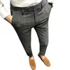 Men's Suits & Blazers Men Pants Button Breathable Ankle Length Handsome Suit For Dating