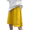 Gold Bears Imprimir Calções Casuais para Adolescente 2021 Coreano Moda Tendências Verão Vestuário Mens Baggy Perna Reta Studing Streetwear X0705