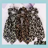 Andra evenemangsfestfestleveranser Home Garden Women Girl Elastic Hairbands Scrunchie Streamer Accessories Scrunchies Leopard Print Ch Ch