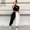 Women Pant Black White Color Matching High Waist Casual Pants All Match Trousers Fashion 210524