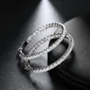 Real 925 Sterling Silver Classic Big Hoop Earrings Luxury Sona Diamond Fashion Simple Minimal Gifts & Huggie