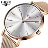 Rose Gold White Women Watch Casual Quartz es Ladies LIGE Top Brand Female Wrist Girl Clock Relogio Feminin 210616