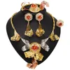 Collier boucles d'oreilles ensemble Yulaili tricolore Design Dubai or pour les femmes balancent Bracelet anneau bijoux fins en gros