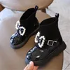 Dziecięce dziewczęce botki projektant Martin buty Pu skórzane Bowknot dziecięce zimowe buty gumowa antypoślizgowa podeszwa