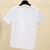 Gkfnmt Nouveau 2021 Blanc T-shirt Femmes Vêtements Diamant Coton Coréen Casual Femme T-Shirt D'été Tops Noir À Manches Courtes T-shirt X0628