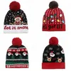 Cappello da Babbo Natale Cappello in filato di lana lavorato a maglia Decorazione calda Bambini adulti Berretti di lana lavorati a maglia Vestiti per bambini Cappello di Natale caldo