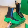 Botas de diseñador de neumáticos de alta calidad para mujer Martin Tobillo Chaelsea Moda Onda de color Suela de goma Elástico Zapatos de lujo Chelsea Cuero