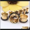 & Tunnels Drop Delivery 2021 Gold Single Flare With O Ring Plugs Body Piercing Jewelry For Man Woman Ear Gauges Frkl1
