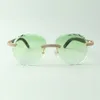 2022 gafas de sol clásicas de doble fila con diamantes 3524027 con patillas de madera negra natural, venta directa, tamaño: 18-135 mm