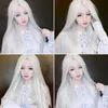 Doux Centre Blanc Séparation Cheveux Raides Anime Cosplay Avec Net Y0913