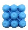 Assist Food Boxes Round Box Kitchen Tools Silicone Ice Cube Maker med Behåll Friskhet Lid Hängande 9-Cavity DIY Candy Pudding Moulds Tool 6Colors WMQ841