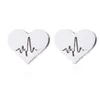 Stainless Steel Love Heart Necklace Women Gold Heartbeat Stud Earrings Jewelry Sets for Girls Wedding gift