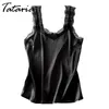 Tataria Lace Top For Women Sexy With Silk Tank Tops Ladies Summer White Camisole Basic 210514