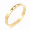 Cz Gold Stainless Steel Woman Bracelet Bangle Crystal Rhinestones Sliding Luxury Wedding Party Band Wristband Jewellery Gift