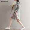 Женщина платье A-line мини старинный китайский национальный стиль цветочные напечатанные ES с длинным рукавом мандарин воротник кнопки Vestidos 210520