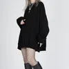 미니멀리스트 블랙 풀오버 여성의 봄 라운드 넥 대형 긴 소매 스웨트 여성 패션 5B244 210427