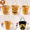 STOCK DEGLI STATI UNITI Borse a secchiello in tela di Halloween Cartone animato Zucca Vampiro Fantasma Strega Borse per bambini Sacchetti regalo caramelle 591y