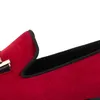 Harpelunde homens italianos vestido sapatos fivela cinta casamento vermelho veludo de veludo tamanho 6-14 211102