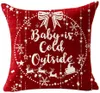 Housse de coussin de noël avec lettres rouges, taie d'oreiller imprimée en forme d'élan, taie d'oreiller en lin, vente en gros transfrontalière amazon, marque lgo personnalisée