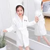 Baby Robe Hoodies Girl Boys Sleepwear Winter Bath Handdukar Kids Mjuka Bathrock Pajamas Barnkläder Varma Homewear 210901