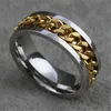 8mm spinnerkedja Unika mens Womens Ring Rostfritt stål Roterbara Länkar Casual Male Alliance Punk Smycken