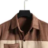 Casual patchwork corduroy heren shirts herfst vintage slim fit shirt mannelijke anti-rimpel mode warme velour chemise homme 210522