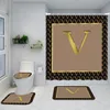 8 stijlen Vintage Waterdichte Douchegordijnen Anti Peeping Bath Gordijn Hotel Letter Toilet Cover Mats Four Stuk Set