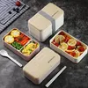 Dupla camada lancheira portátil eco-friendly isolado alimento recipiente de alimentos bento caixas bento com manter o saco quente RRE9506