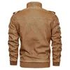 Mens Läderjacka Vinterrock Street Fashion Casual Wear Drsigned Large Zipper Pocket Jacket Motorcykel Jackor för män 211119