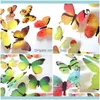 Décor & Garden12Pcs 3D Effect Crystal Butterflies Wall Sticker Beautiful Butterfly Room Decals Multicolor Home Decoration On The Wall#10 Sti