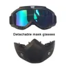 Motorradhelm, Reitbrille, Brille mit abnehmbarer Gesichtsmaske, abnehmbarer Reiten, Radfahren, Geländeausrüstung, Outdoor, Unisex, Harley, Anti-Wind-Augenschutz