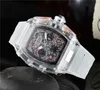 Мужские модные часы роскошные дизайнерские дизайнеры Quartz Watch Skeleton Многочисленные часовые спортивные наручные часы Силиконовые ремешки мужчины хронограф Clo343j