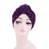 Damen-Turban-Kopfbedeckung, dehnbar, mit geknotetem Aufdruck, Damen-Nachtschlafmütze, Chemo-Mütze, Haarpflege, Mode-Accessoires, Chemo-Mütze