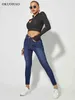 Klasyczne Skinny Jeans Kobiety Wysokiej Talii Stretch Jean Pant Female Moda Wash Dżins Legginsy Slim Elastyczne Spodnie Ołówek Mama 211129