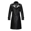 Herren Trenchcoats Duberess Herren Doppelkragen Langer Mantel PU Lederjacke Parka (S-5XL)