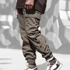 Bahar/Sonbahar Erkekler Sıradan Pantolon Düz Çok Cep Çizme Sweatpant Pantolon Bacaklar Çift Kırıltılı Tasarım Moda Kargo Pantolon