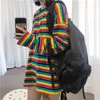 Rainbow Slipe T Bird Hoodies Harajuku Женская футболка с длинным рукавом Негабаритные футболки T-рубашки Пуловеры для женщин Женская толстовка 211103