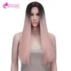 Pruiken Synthetische pruiken Klassiek Plus Kanten Voorkant Pruik Lang Recht Cosplay Haar Voor Vrouwen Ombre Blond Paars Roze Blauw Groen Hittebestendig