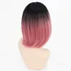 Fashion Wig Synthetic Hair Extensions Chemical Fiber Women's Headgear Gradient Tide Color Chemicals Fibers Dyeing Middle Divided BOBO Head WH0568