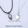 Pendant Necklaces Love Magnet Couple Wishing Stone Heartbreak Stitching Clavicle Necklace Jewelry Sansheng