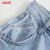 Tangada Women Elegant Denim Skirt Shorts Buttons Pockets Female Retro Summer Casual Pantalones 4M157 210724